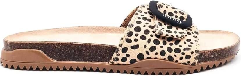 Mustang Nep Suède Luipaard Slippers Multicolor Dames