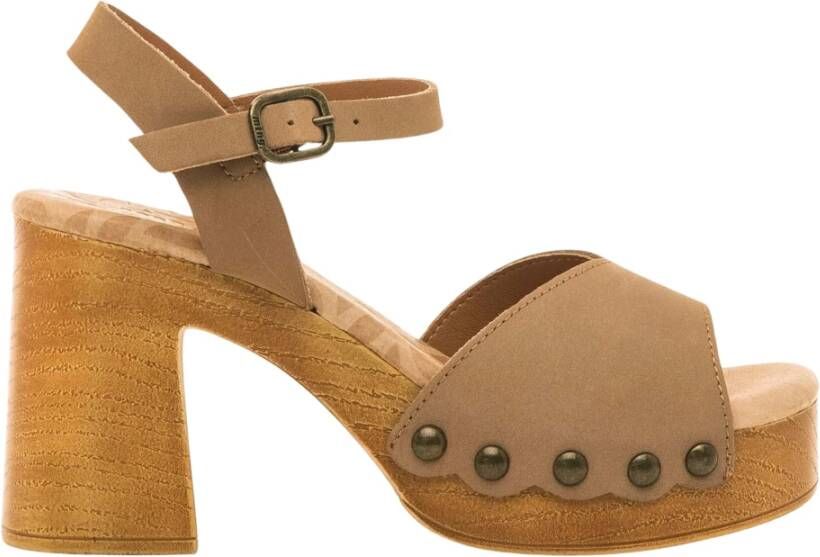 mustang Sandalen met hak Beige Dames