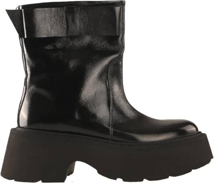 N21 Leren enkellaarsjes met strikdetail Black Dames