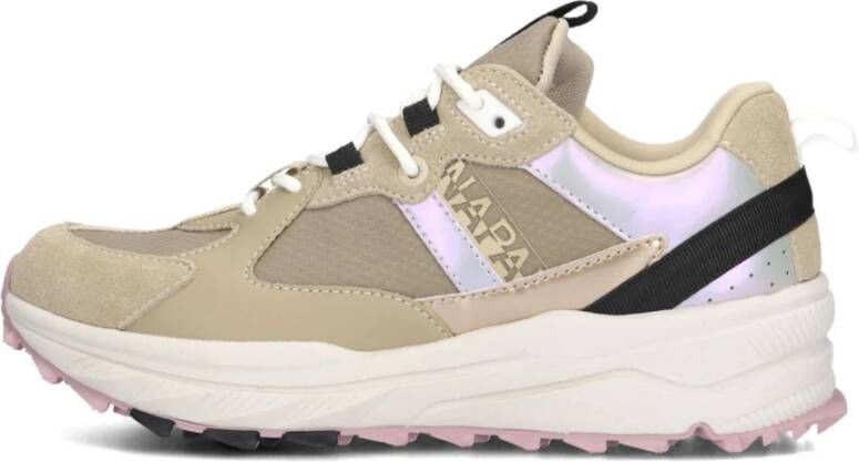 Napapijri Beige Vertic Sneakers met Metallic Panelen Beige Dames