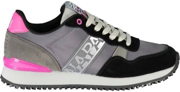 Napapijri Grijze Contrast Sneakers Stijlvol Logo Gray Dames