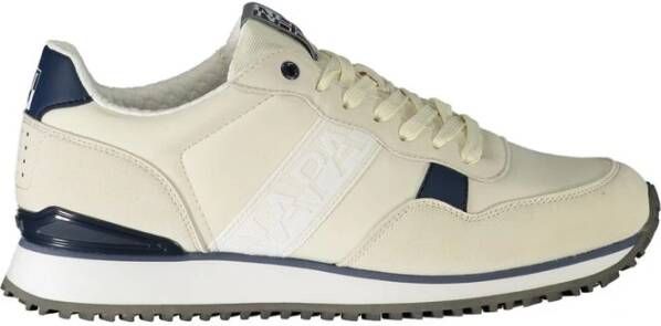 Napapijri Witte Polyester Sneaker met Contrastdetails Beige Heren