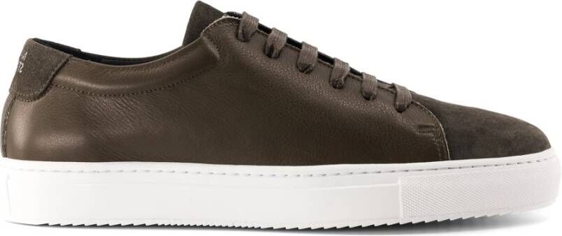 National Standard Premium Sneakers in Khaki Leer Fluweel Green Heren