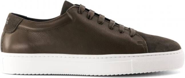 National Standard Premium Sneakers in Khaki Leer Fluweel Green Heren