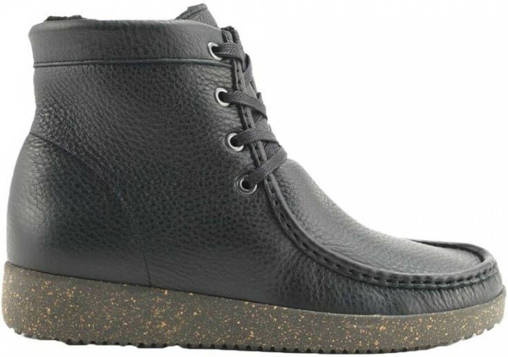 Nature Footwear Zwarte Leren Laars met Chroomvrije Lamsvachtvoering Black Dames