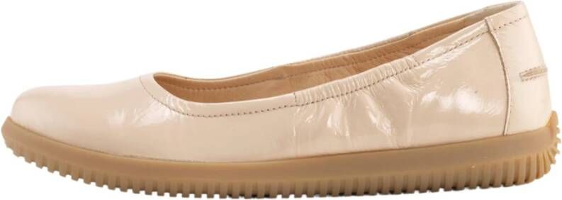 Nature Footwear Crème Leren Ballerina Schoenen Beige Dames