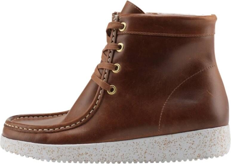 Nature Footwear Leren Winterlaars Asta Tobacco Brown Dames