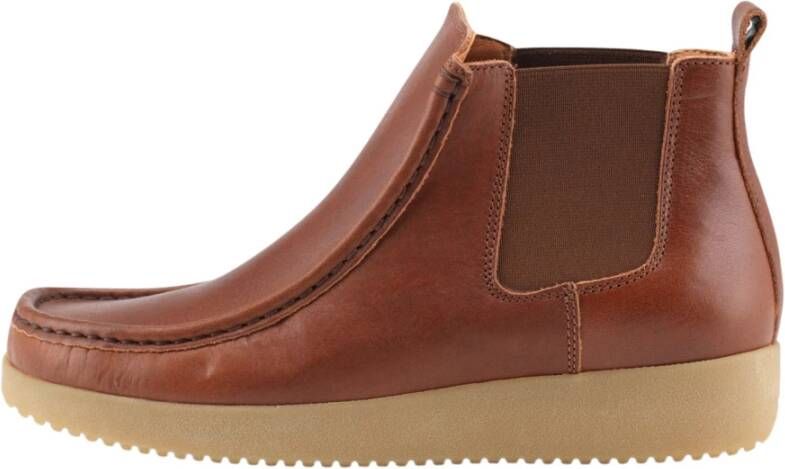 Nature Footwear Pull Up Leren Laars Cognac Brown Dames