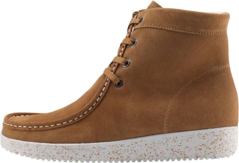 Nature Footwear Suède Winterlaars met Schapenvacht Voering Brown Dames