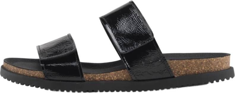 Nature Footwear Zwarte Leren Sandaal 1104-004-002 Black Dames