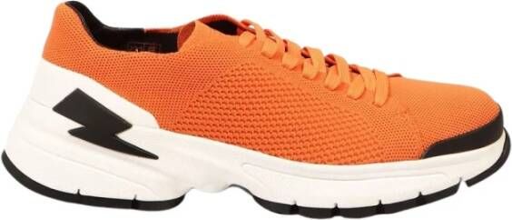 Neil Barrett Bolt Sneakers Technische Stof Vetersluiting Orange Heren