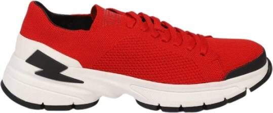 Neil Barrett Rode Bolt Sneakers. Technische Stof. 4 cm Hakhoogte. Rood Heren