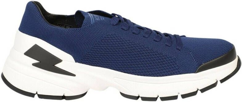 Neil Barrett Bolt Sneakers Technische Stof Vetersluiting Blue Heren