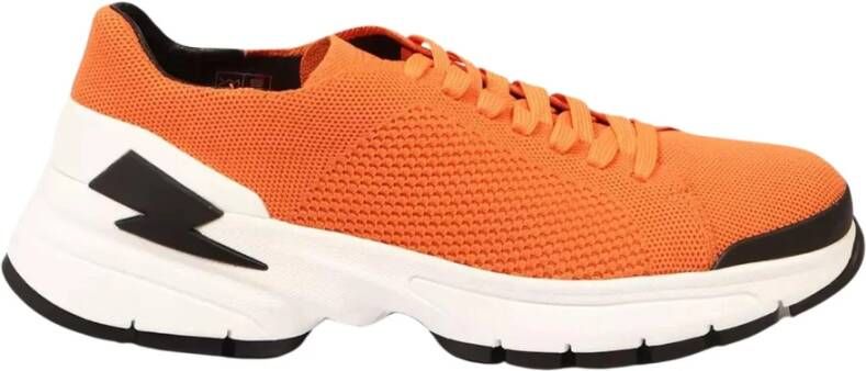 Neil Barrett Stijlvolle Bolt Technische Stoffen Sneakers Orange Heren