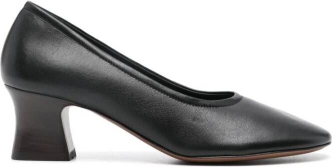 Neous Zwarte Leren Instap Schoenen Met Middelhoge Hak Black Dames