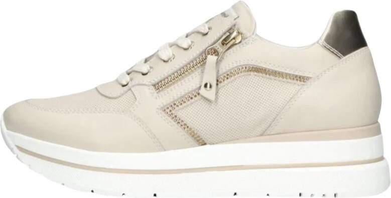 Nerogiardini Beige Lage Sneakers met Strass Beige Dames