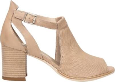 Nerogiardini Beige Leren Enkellaarzen met 7cm Hak Beige Dames