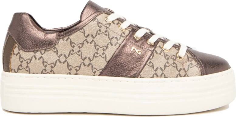 Nerogiardini Beige Platform Sneakers Made in Italy Beige Dames