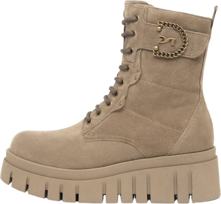 Nerogiardini Beige Veterschoenen met zijrits Beige Dames