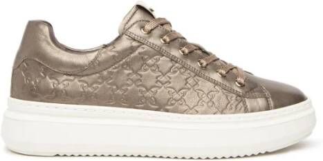 Nerogiardini Bruine Leren Sneakers met Logo Print Brown Dames