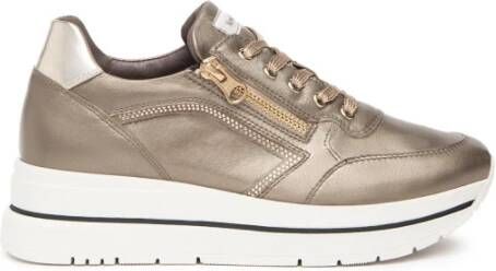 Nerogiardini Bruine Leren Sneakers met Ritssluiting Brown Dames