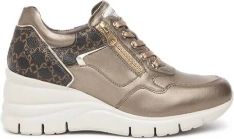 Nerogiardini Bruine leren sneakers met ritssluiting Brown Dames