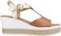 Nerogiardini Casual Camel Leren Dames Sandalen Brown Dames - Thumbnail 1