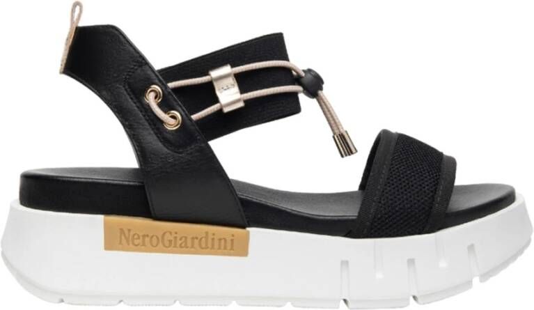 Nerogiardini Casual Zwarte Leren Dames Sandalen Black Dames