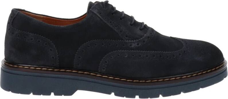 Nerogiardini Blauwe Suède Veterschoenen Inglesina Stijl Blue Heren