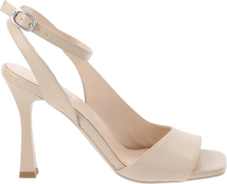 Nerogiardini Hoge hak leren sandalen voor vrouwen Beige Dames