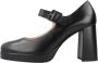 Nerogiardini Zwarte leren blokhak schoenen Black Dames - Thumbnail 5