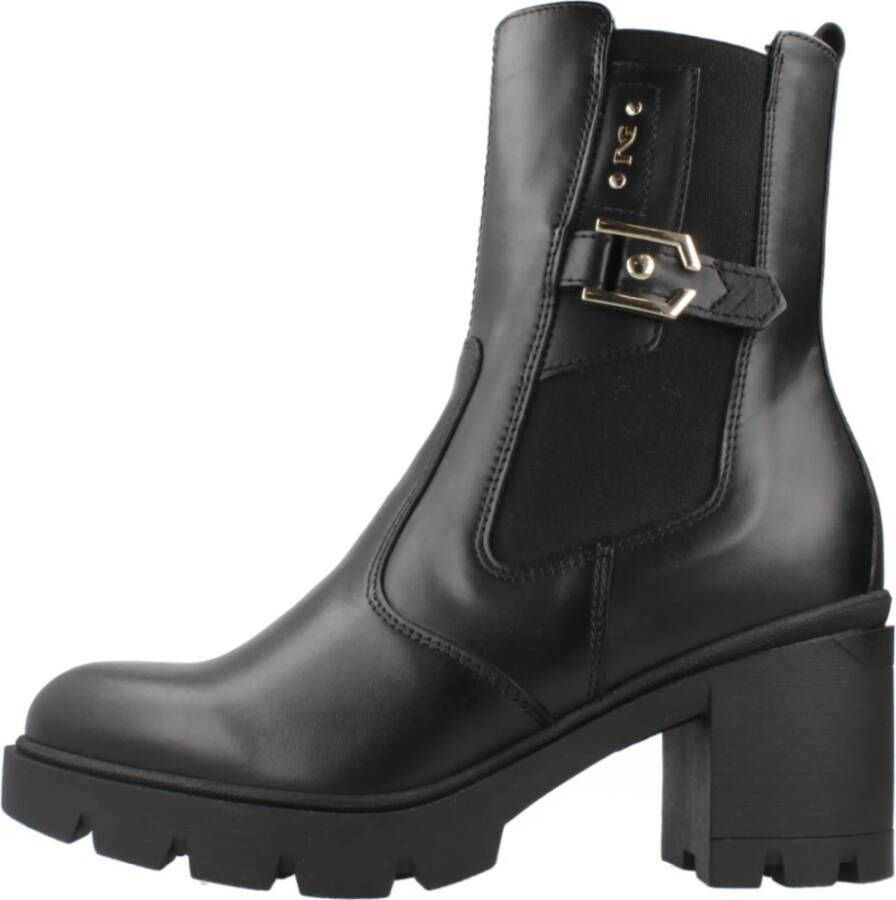 Nerogiardini Klassieke Chelsea Boots met Blokhak Black Dames