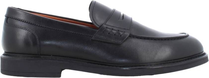 Nerogiardini Zwarte leren heren loafers met band Black Heren