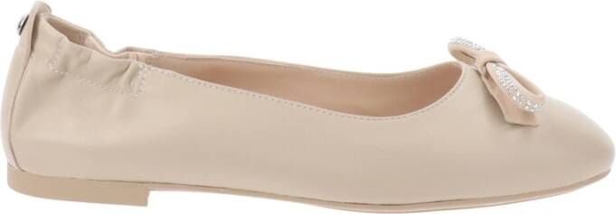 Nerogiardini Klassieke Leren Ballerina Schoenen Beige Dames