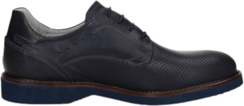 Nerogiardini Blauwe leren derby schoenen Blue Dames