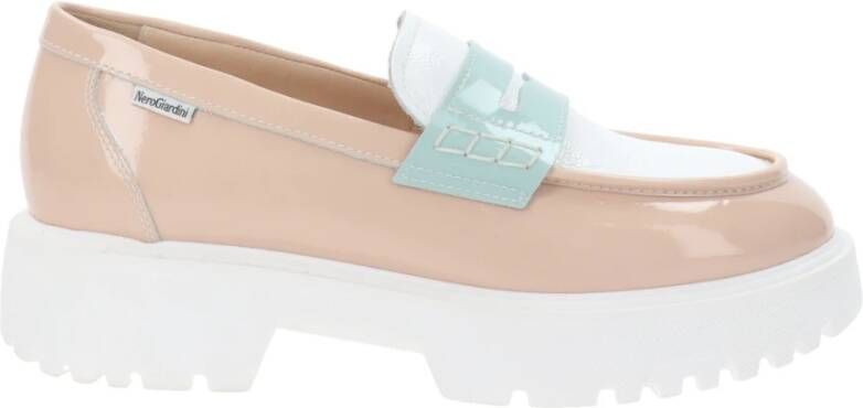 Nerogiardini Leren Dames Loafers Slip-On Stijl Pink Dames