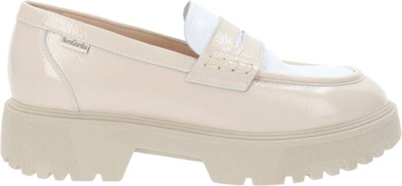 Nerogiardini Leren Dames Loafers Stijlvol Comfortabel Beige Dames