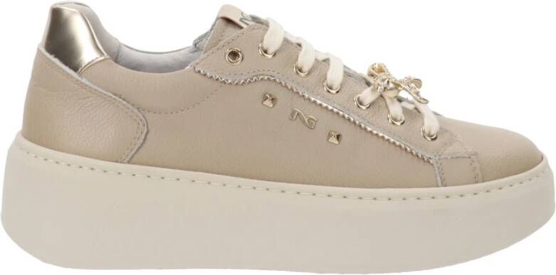 Nerogiardini Leren Dames Sneakers Comfort Stijl Beige Dames