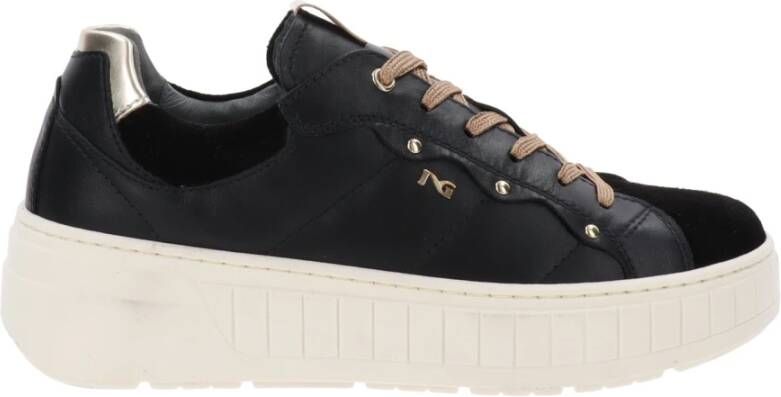 Nerogiardini Leren Dames Sneakers Modern en veelzijdig Black Dames