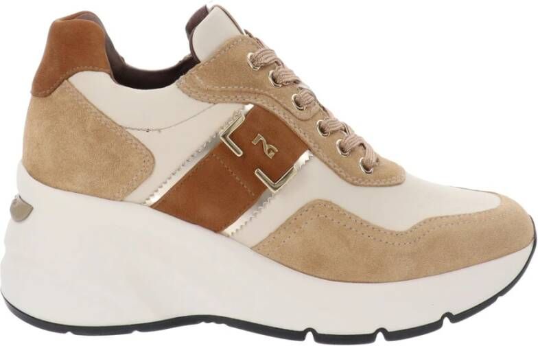 Nerogiardini Leren Dames Sneakers Stijlvol Comfortabel Brown Dames