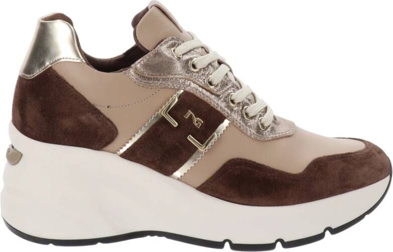 Nerogiardini Leren Damessneakers Comfort en Stijl Brown Dames