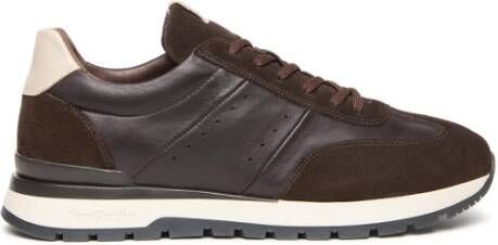 Nerogiardini Leren en suède sneakers donkerbruin Brown Heren