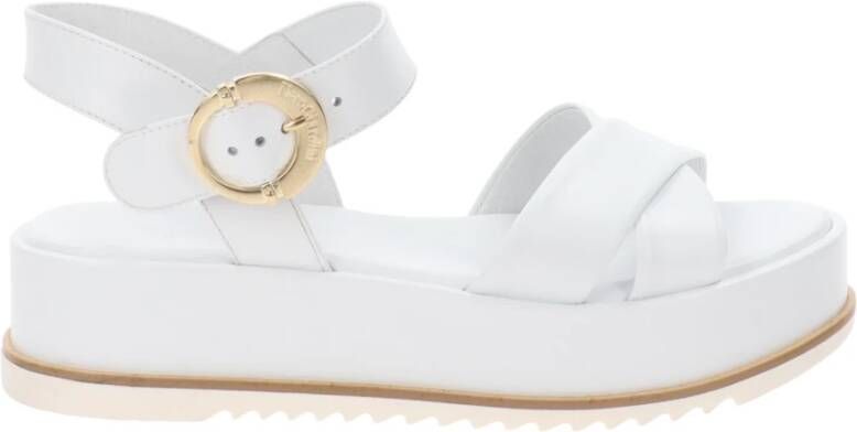 Nerogiardini Leren Gesp Sandalen White Dames