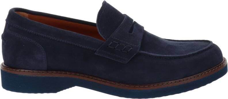 Nerogiardini Leren Heren Loafers Slip-On Stijl Blue Heren