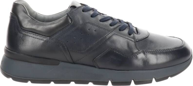 Nerogiardini Leren Heren Sneakers Stijlvol Casual Blue Heren