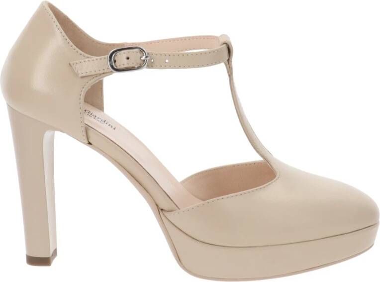 Nerogiardini Leren Hoge Hakken Elegante Stijl Beige Dames