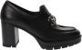 Nerogiardini Zwarte leren loafers met metalen klem Black Dames - Thumbnail 1