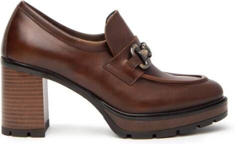 Nerogiardini Leren Loafers met Metalen Klem Brown Dames