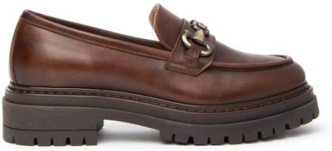 Nerogiardini Leren Mocassins met Metalen Klem Brown Dames