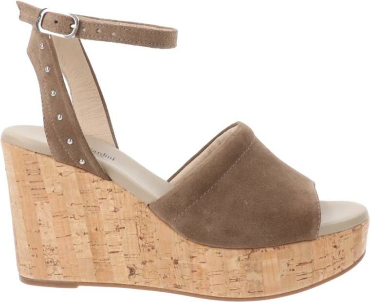 Nerogiardini Leren sleehak sandalen voor vrouwen Brown Dames